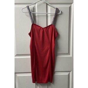 Unbranded Dress Womens Size S Red Bodycon Strappy Tank Glitter Knee Length